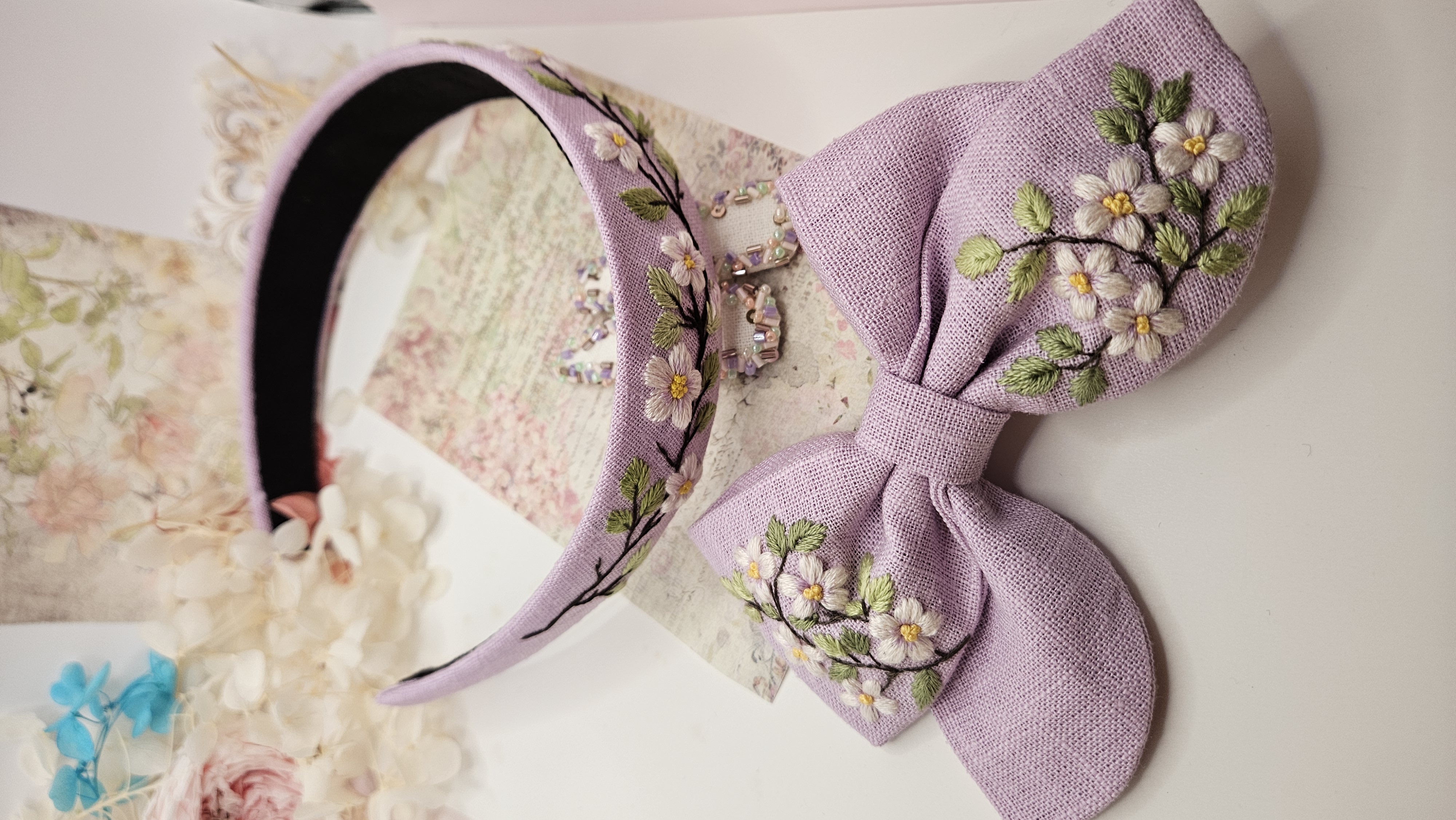 플로럴 머리띠(연보라) - 이미지 4